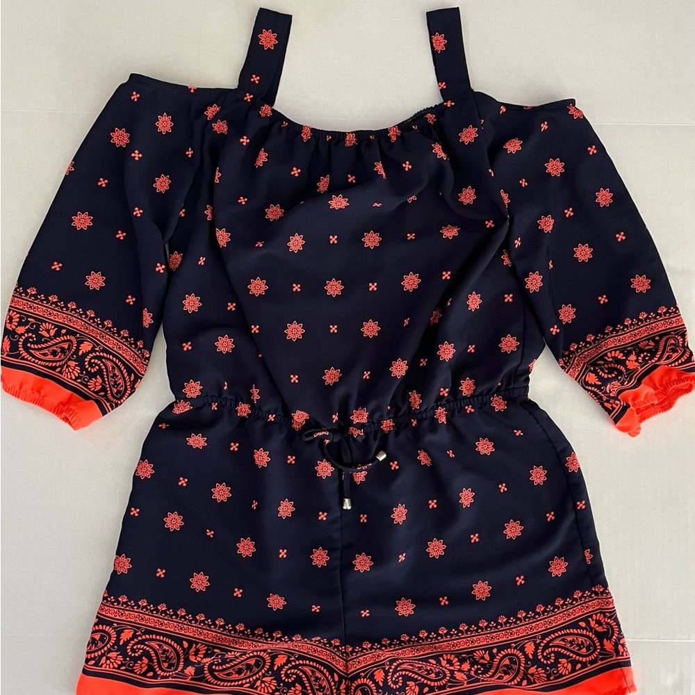 My Michelle Navy Off-Shoulder Romper